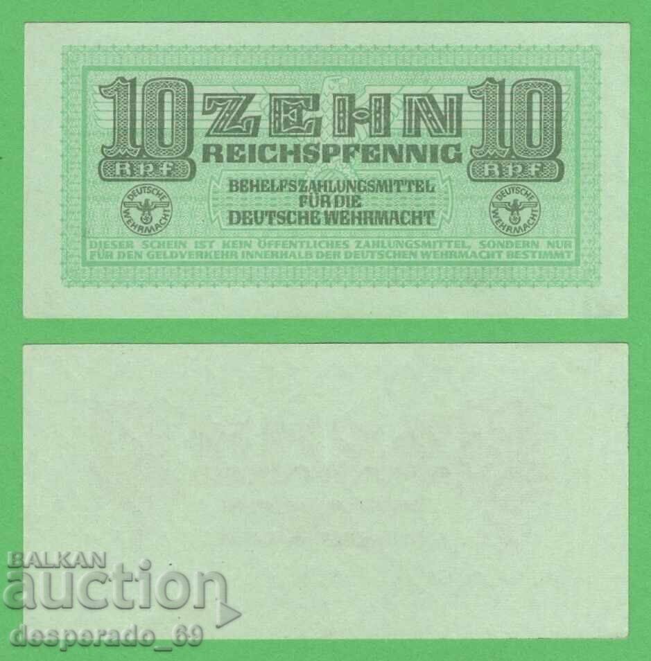 (¯`'•.¸GERMANIA 10 pfennigi 1942 (Wehrmacht, Svastică) UNC '´¯)