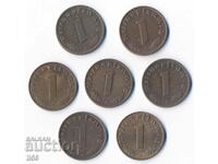 Γερμανία - 1 pfenning 1939 - όλα τα νομισματοκοπεία