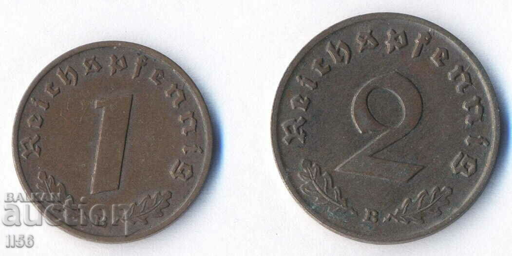 Германия - 1 + 2 пфенинга 1938 - В (Виена)