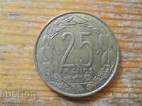 25 франка 1975 г  - Централна Африка