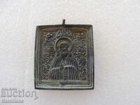Old bronze icon of St. Sergei Radonezh Miracle Worker