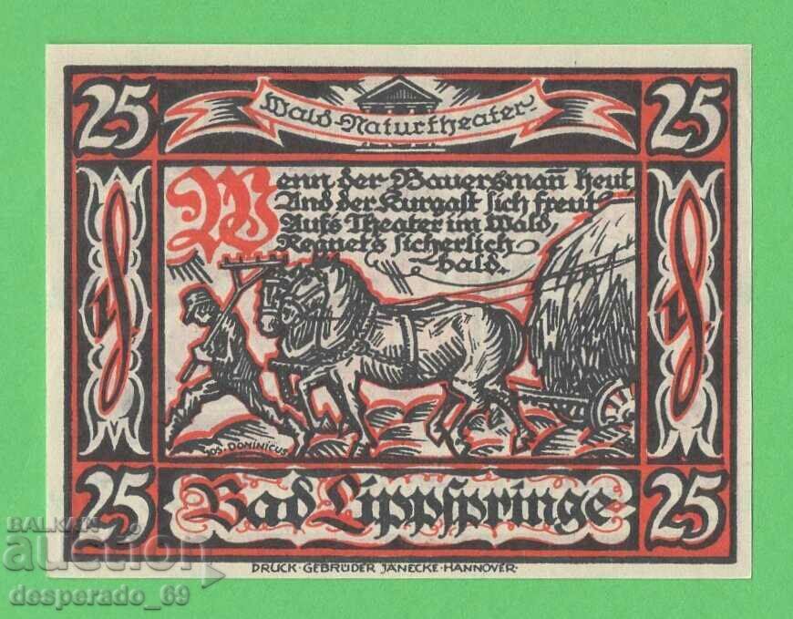 (¯`'•.¸NOTGELD (гр. Bad Lippspringe) 1921 UNC -25 пфенига