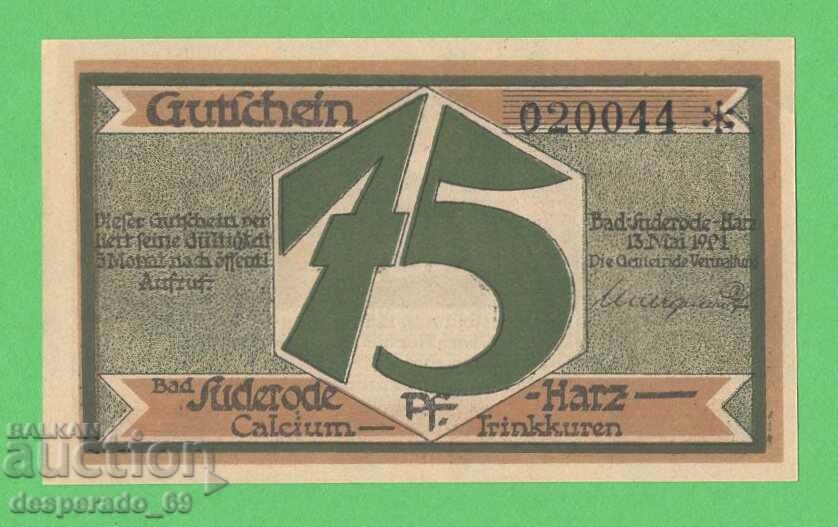 (¯`'•.¸NOTGELD (city Bad Suderode) 1921 UNC -75 pfennig with price 2.60 BGN | € 1.33