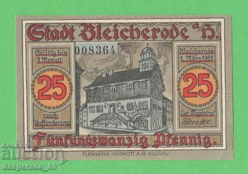 (¯`'•.¸NOTGELD (city Bleicherode) 1921 UNC -25 pfennig¸.•'´¯) with price € 1.50 | 2.93 BGN (¯`'•.¸NOTGELD (city Bleicherode) 1921 UNC -25 pfennig¸.•'´¯) with price € 1.50 | 2.93 BGN