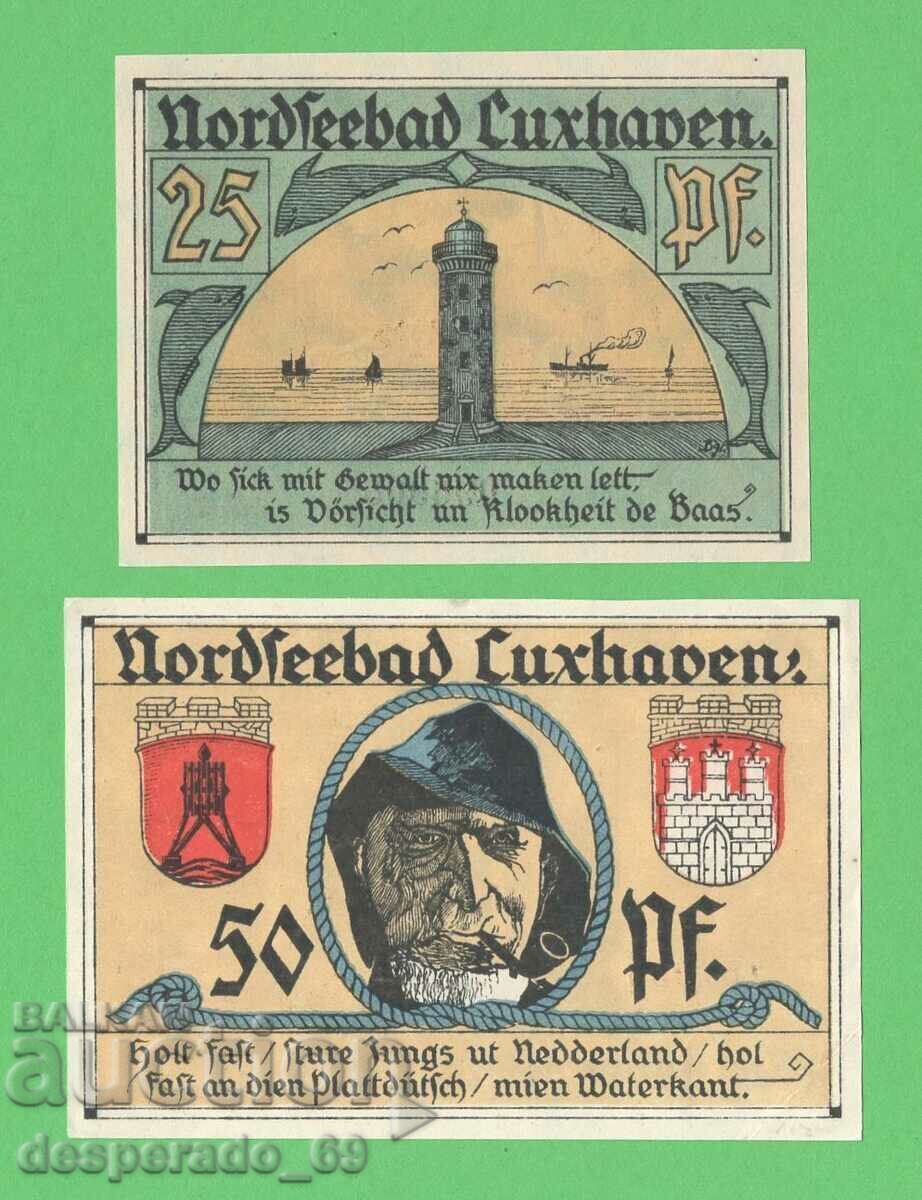 (¯`'•.¸NOTGELD (c. Cuxhaven) 1921 UNC -2 buc. bancnote¸.•'´¯) cu preț € 3.00 | 5.87 BGN
