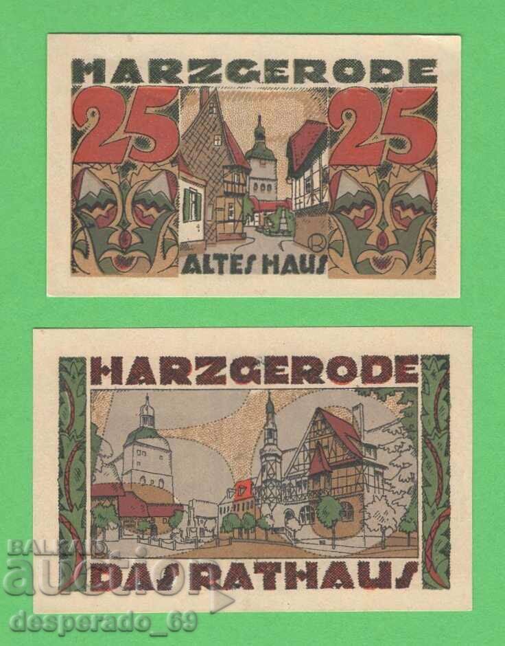 (¯`'•.¸NOTGELD (πόλη του Harzgerode) 1921 UNC -2 τεμ. τραπεζογραμμάτια '´¯)