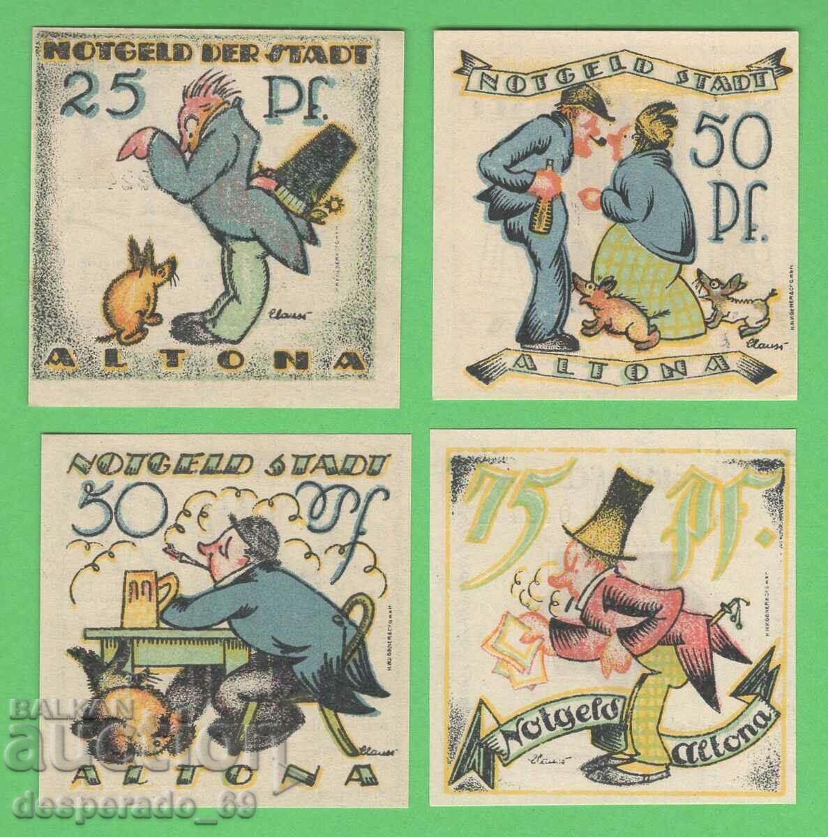 (¯`'•.¸NOTGELD (orașul Altona) 1921 UNC -4 buc. bancnote •'´¯)