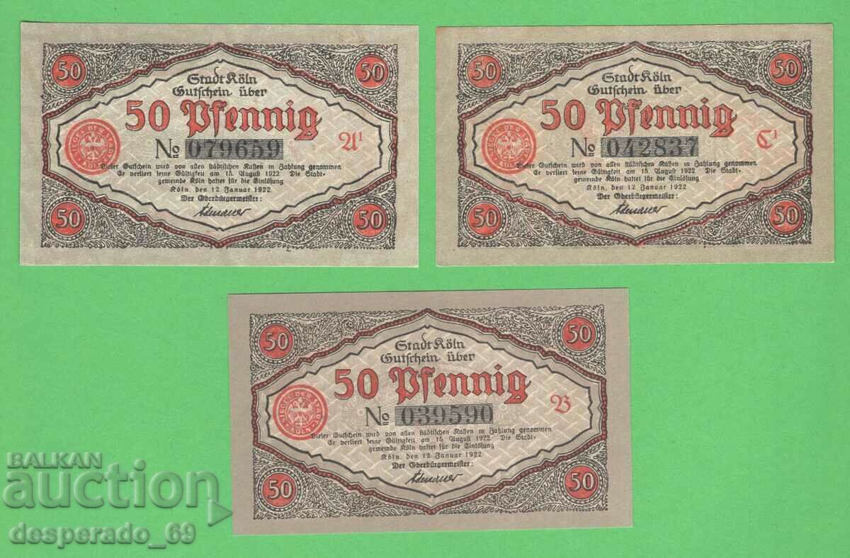 (¯`'•.¸NOTGELD (city of Köln) 1922 UNC -3 pcs. banknotes¸.•'´¯) with price 8.40 BGN | € 4.29 (¯`'•.¸NOTGELD (city of Köln) 1922 UNC -3 pcs. banknotes¸.•'´¯) with price 8.40 BGN | € 4.29