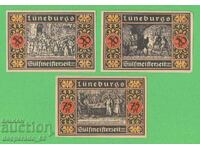 (¯`'•.¸NOTGELD (city Lüneburg) 1921 UNC -3 pcs. banknotes¸.•'´¯)