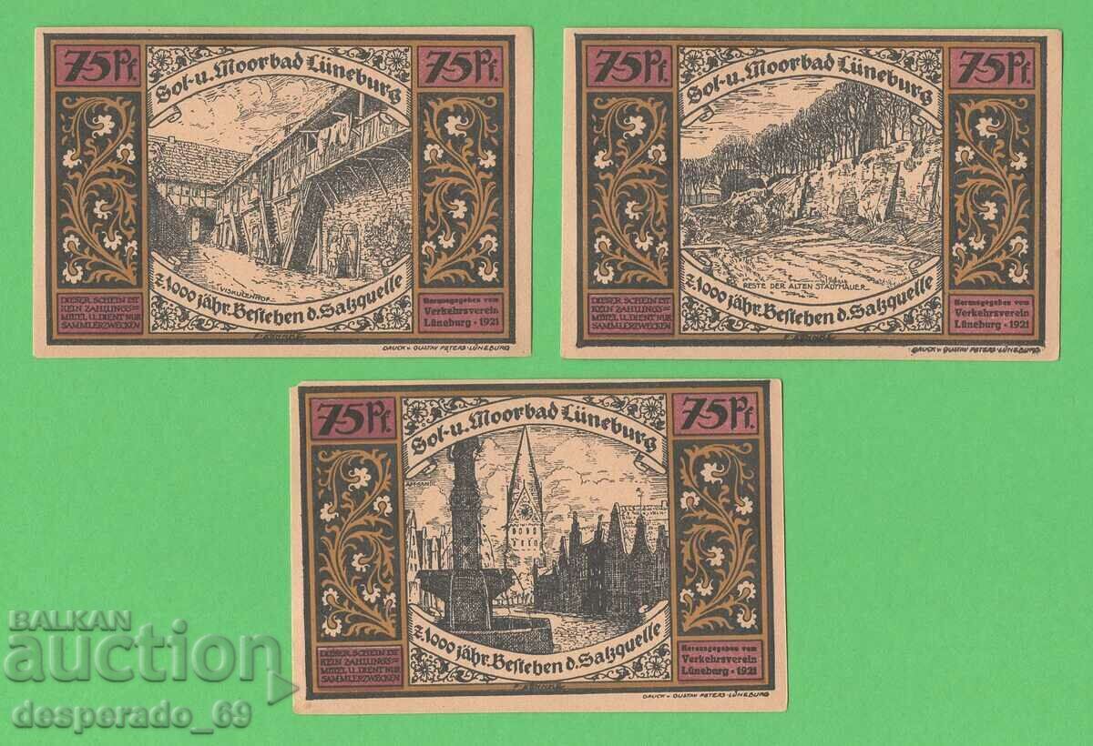 (¯`'•.¸NOTGELD (city Lüneburg) 1921 UNC -3 pcs. banknotes¸.•'´¯) with price 9.00 BGN | € 4.60