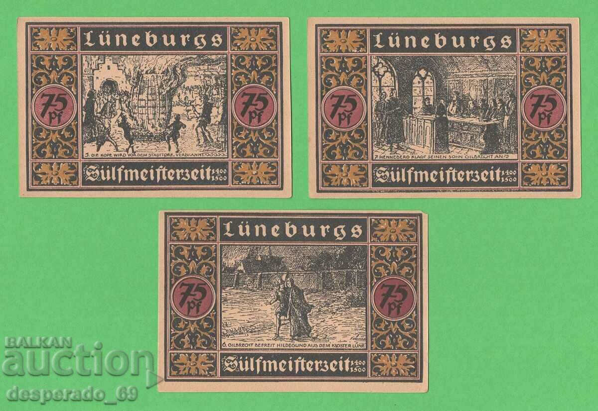 (¯`'•.¸NOTGELD (orașul Lüneburg) 1921 UNC -3 buc. bancnote¸.•'´¯)