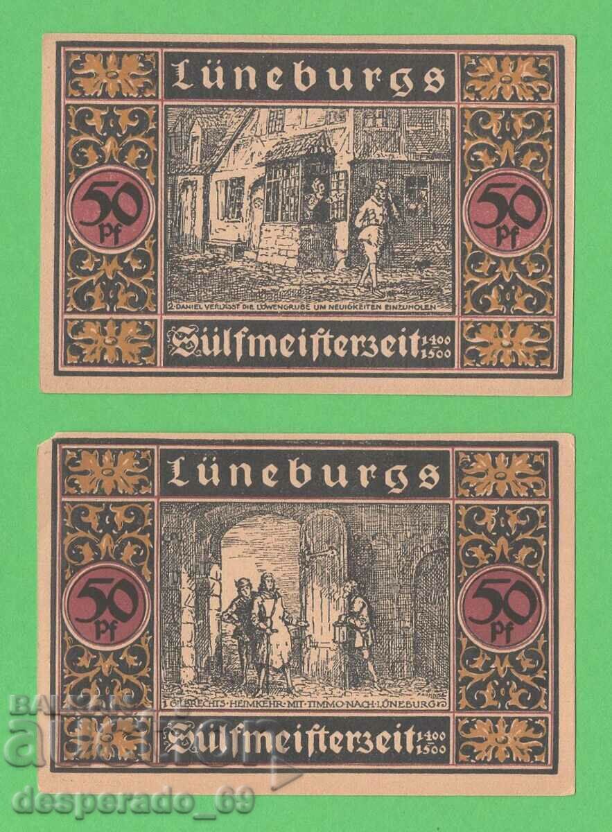 (¯`'•.¸NOTGELD (Orașul Lüneburg) 1921 UNC -2 bancnote¸.•'´¯)