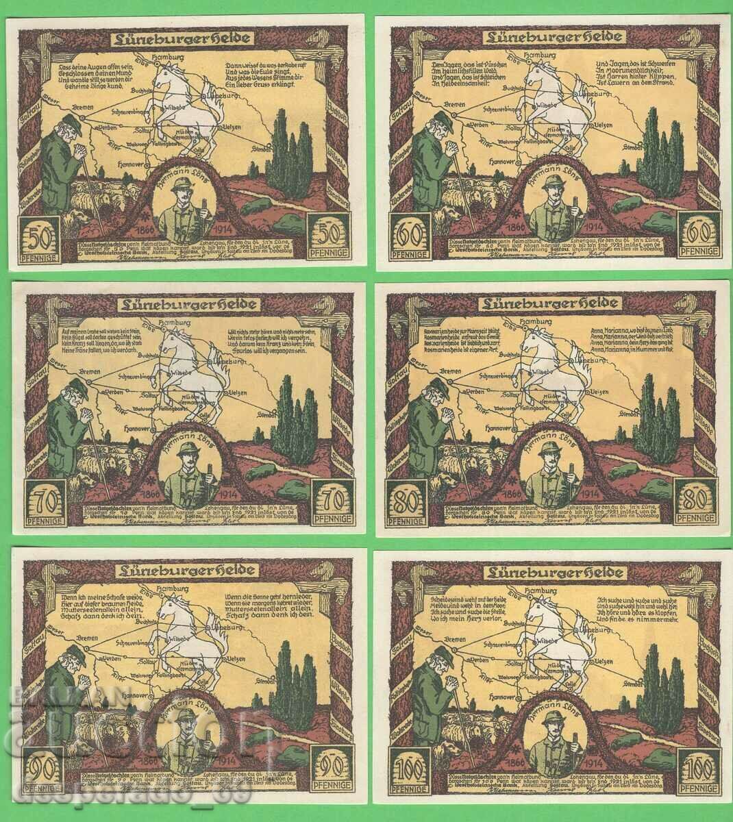 (¯`'•.¸NOTGELD (city Lüneburg) 1921 UNC -6 pcs. banknotes¸.•'´¯) with price 19.20 BGN | € 9.82