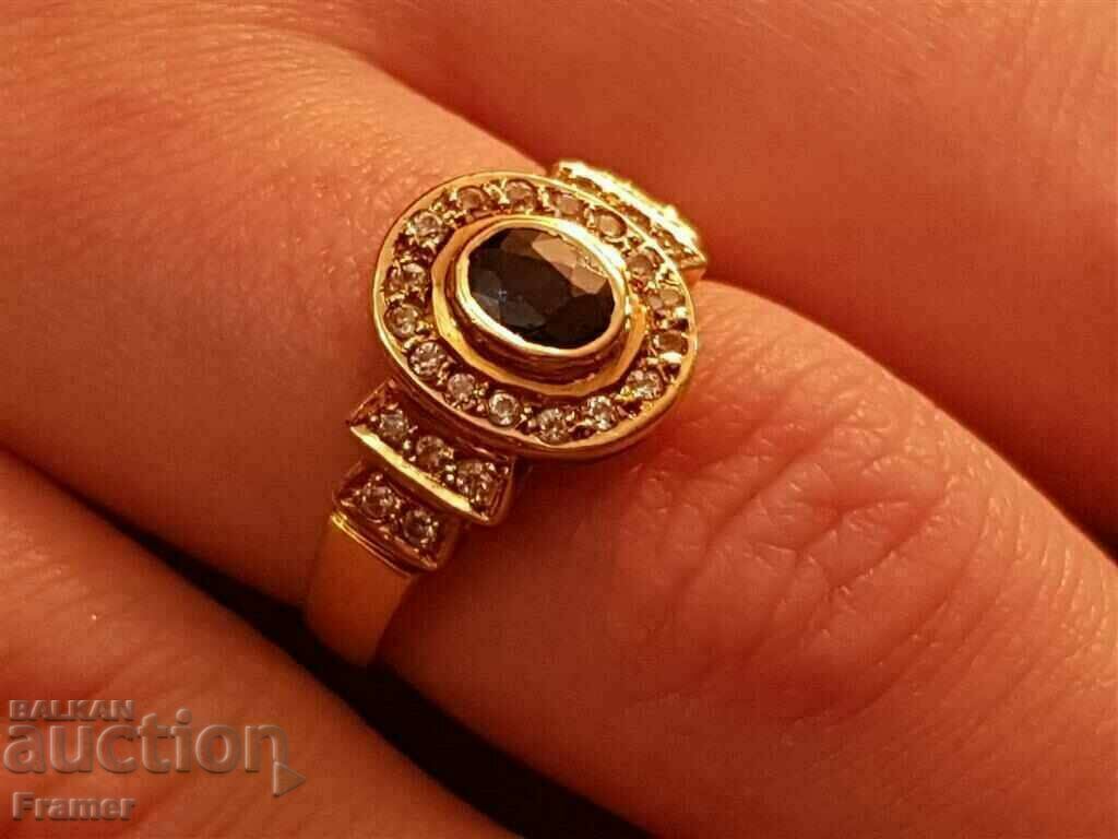 Auction BEAUTIFUL ELEGANT STYLISH 18K GOLD RING WITH SAPPHIRE Auction BEAUTIFUL ELEGANT STYLISH 18K GOLD RING WITH SAPPHIRE