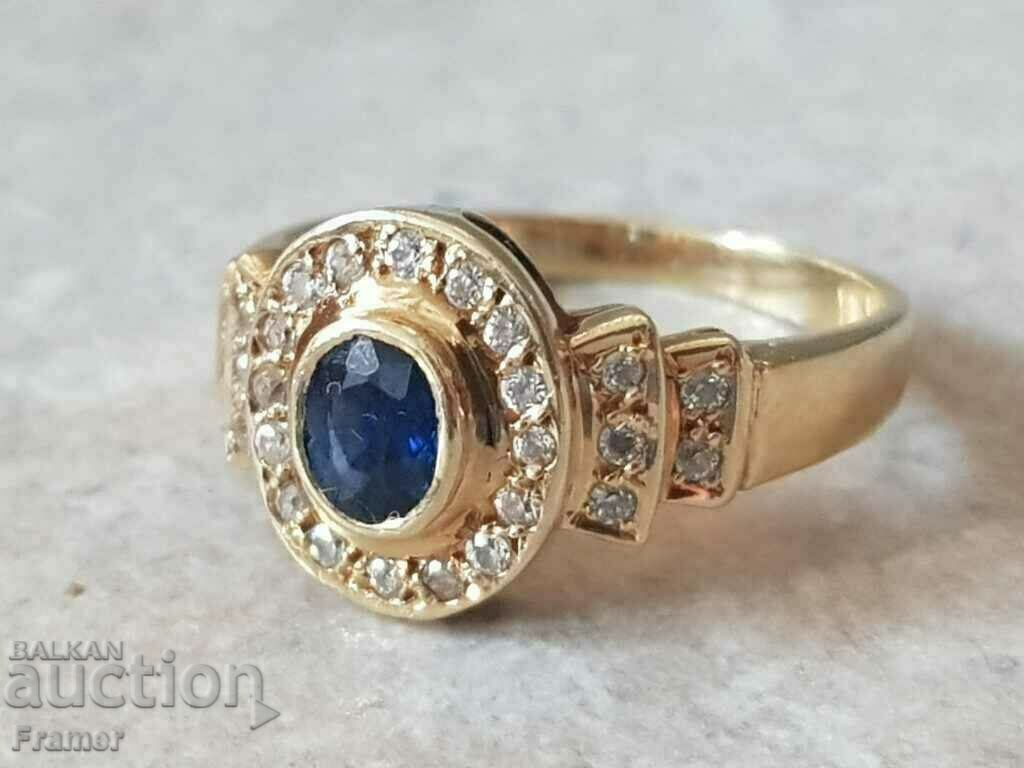 BEAUTIFUL ELEGANT STYLISH 18K GOLD RING WITH SAPPHIRE - 6 BEAUTIFUL ELEGANT STYLISH 18K GOLD RING WITH SAPPHIRE - 6