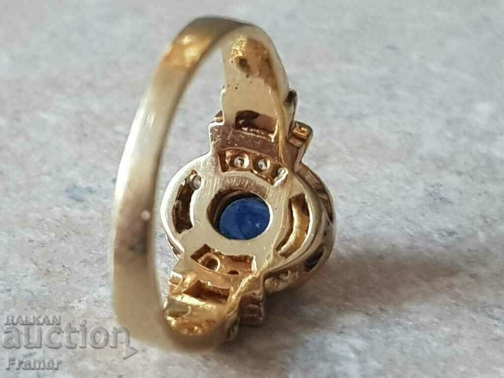 BEAUTIFUL ELEGANT STYLISH 18K GOLD RING WITH SAPPHIRE - 7 BEAUTIFUL ELEGANT STYLISH 18K GOLD RING WITH SAPPHIRE - 7