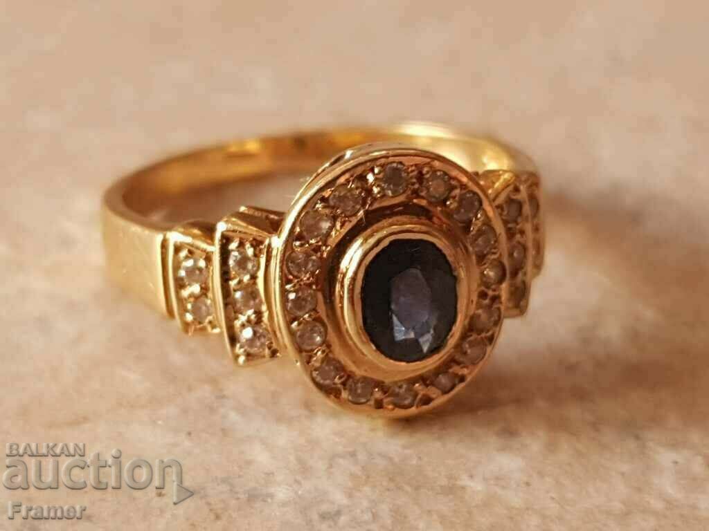 BEAUTIFUL ELEGANT STYLISH 18K GOLD RING WITH SAPPHIRE BEAUTIFUL ELEGANT STYLISH 18K GOLD RING WITH SAPPHIRE