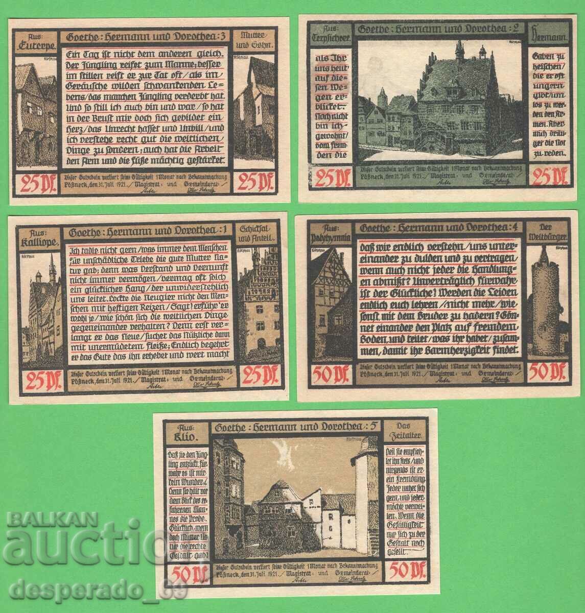 (¯`'•.¸NOTGELD (city Pösneck) 1921 UNC -5 banknotes¸.•'´¯) with price 14.00 BGN | € 7.16 (¯`'•.¸NOTGELD (city Pösneck) 1921 UNC -5 banknotes¸.•'´¯) with price 14.00 BGN | € 7.16