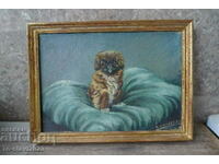 OLD PAINTING OIL ON CANVAS - Dog