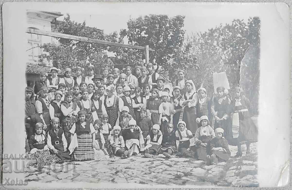 Стара снимка картичка 1922 Чирпан Лазаров ден носии