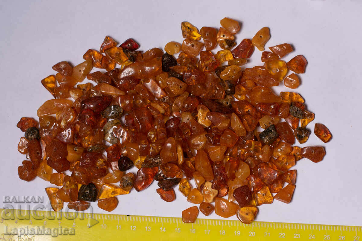 Perforated beads Baltic amber 10-14mm - 10g lot