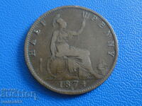 Marea Britanie 1874 - jumătate penny (H)