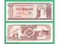 (¯`'•.¸ GUYANA (GUIANA) $10 1992 UNC ¸.•'´¯)