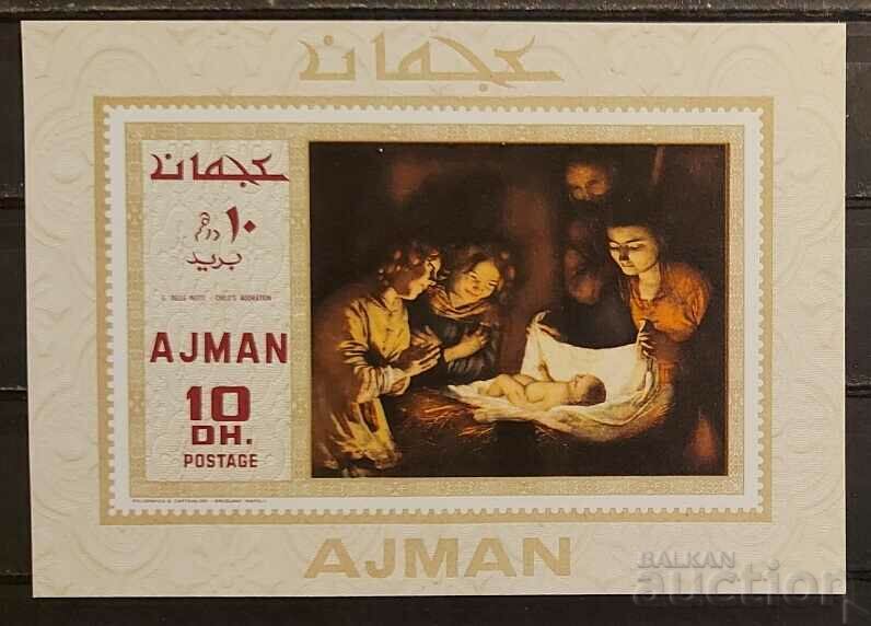Ajman 1969 Art/Paintings/Religion/Christmas Block MNH