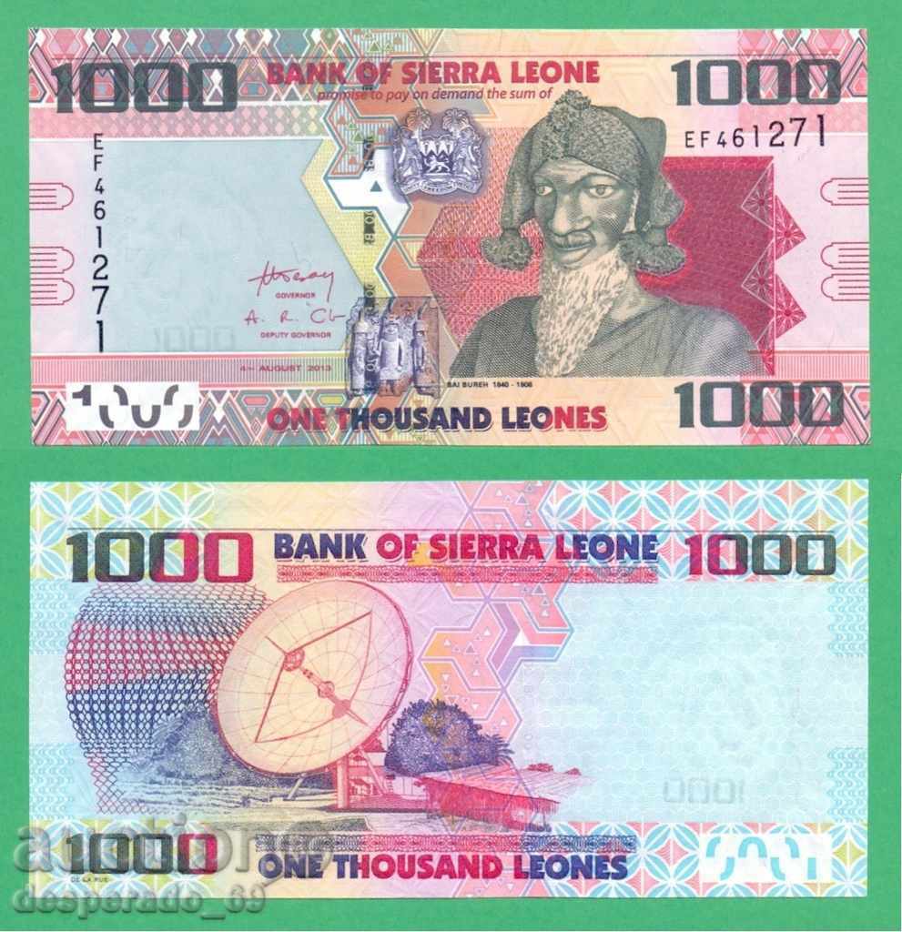 (¯`'•.¸ SIERRA LEONE 1000 LEONES 2013 UNC ¸.•'´¯)