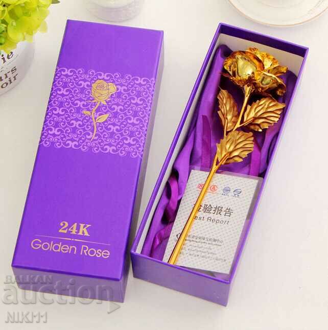 Golden rose + gift box, rose flower