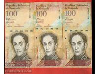 VENEZUELA VENEZUELA 3 x 100 Bolivar 2012 and 7 2015 and 10 2015