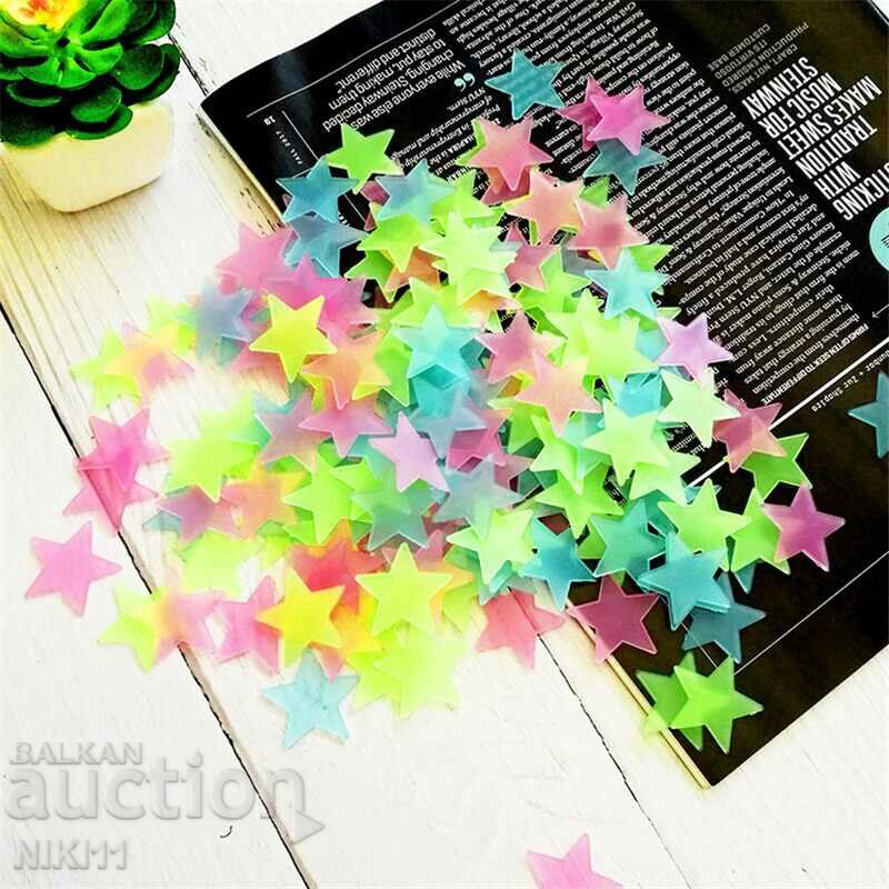 Glowing colored stars 100 pcs. Room decoration for children