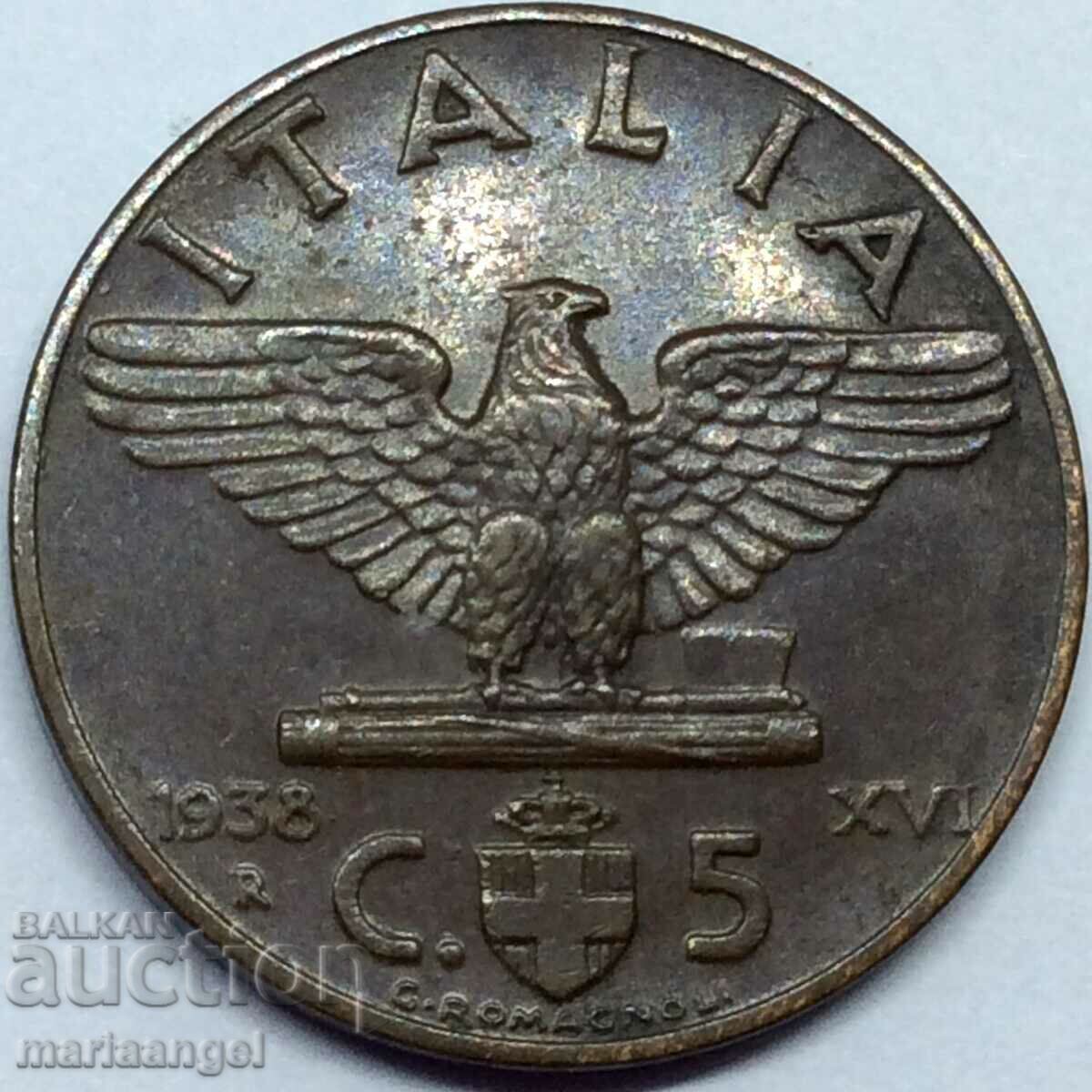 5 Centesimi 1938 Ιταλία φασιστικός αετός