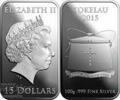 Argint 100g ELIZABETH II COIN BAR 2015 CITEȘTE!!!