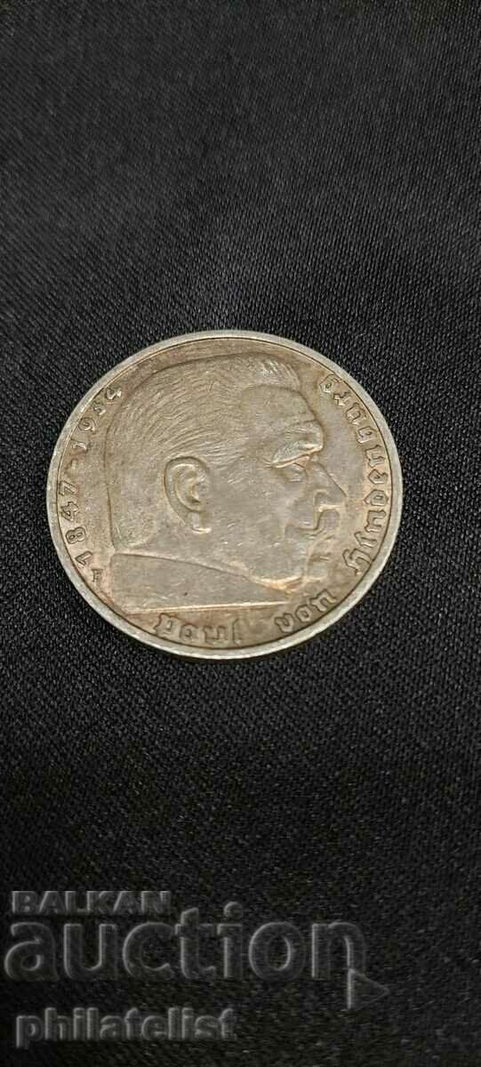 Germany - Third Reich - 5 DM - 1936 - F