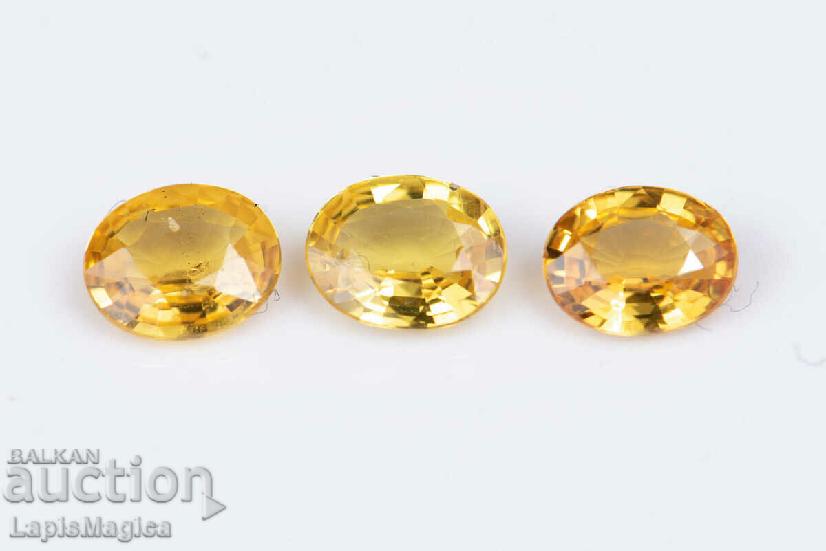 3 yellow sapphire 1.08ct oval cut