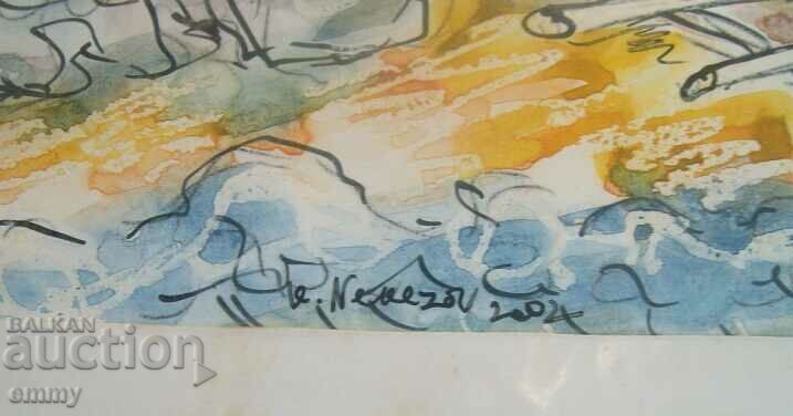 Auction Krastyu Nekezov - drawing "Boats", 2002 Auction Krastyu Nekezov - drawing "Boats", 2002