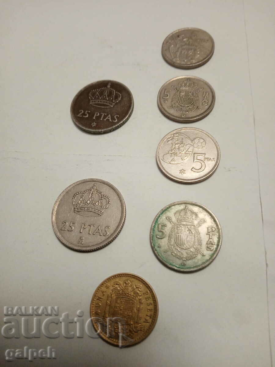 SPAIN COINS - 7 pcs. - BGN 1 with price 1.20 BGN | € 0.61 SPAIN COINS - 7 pcs. - BGN 1 with price 1.20 BGN | € 0.61