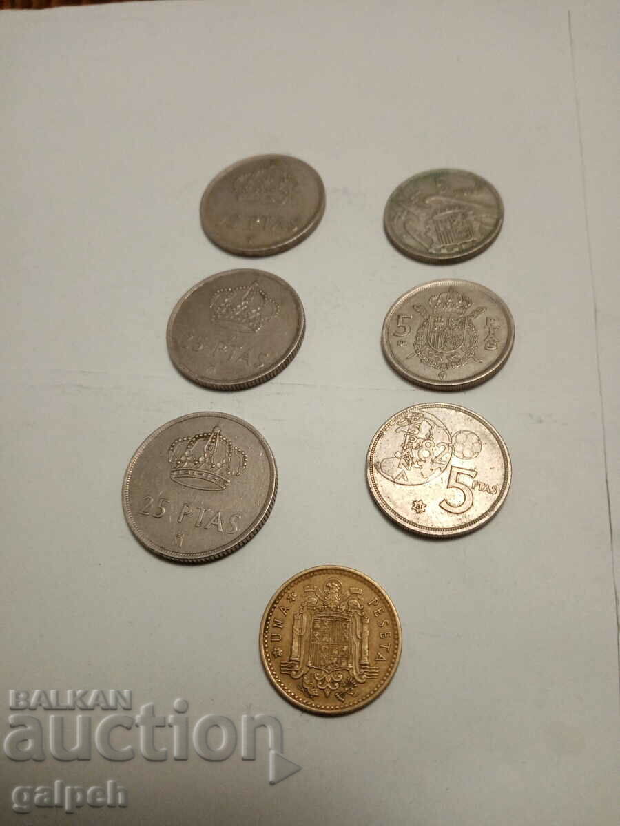 SPAIN COINS - 7 pcs. - BGN 1 with price 1.20 BGN | € 0.61 SPAIN COINS - 7 pcs. - BGN 1 with price 1.20 BGN | € 0.61