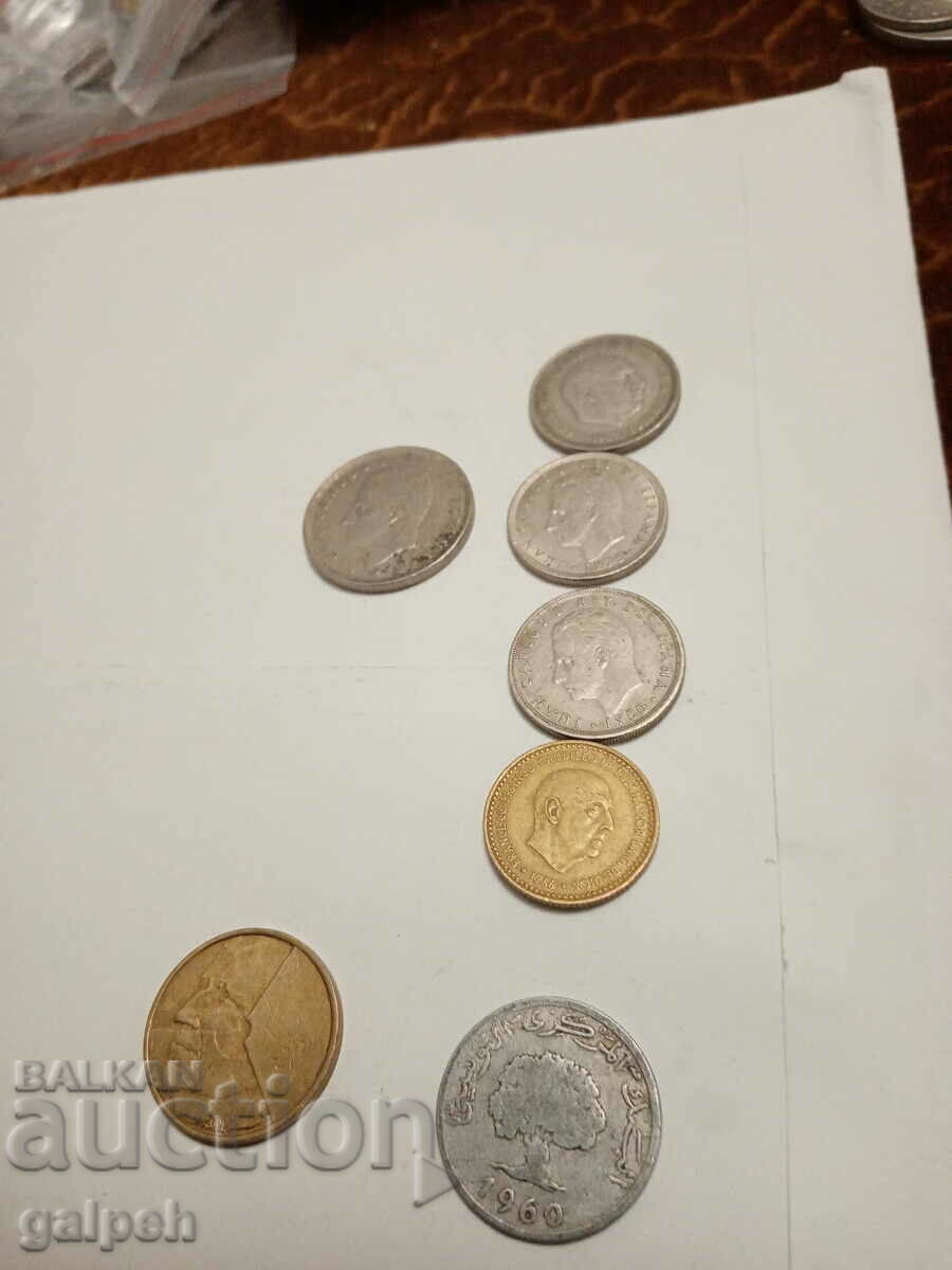 COINS OF SPAIN, BELGIUM, TUNISIA - 7 pcs. - BGN 1