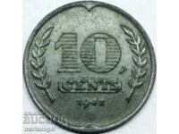 Нидерландия 10 цента 1941 цинк - доста рядка
