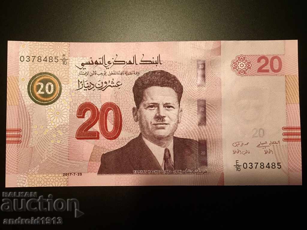 TUNISIA - PRET SUPERIOR! 20 DINARS 2017, P-97, UNC