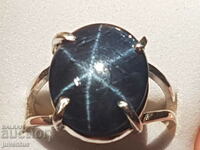 SILVER RING WITH STAR SAPPHIRE 10.59ct. 14x12 mm