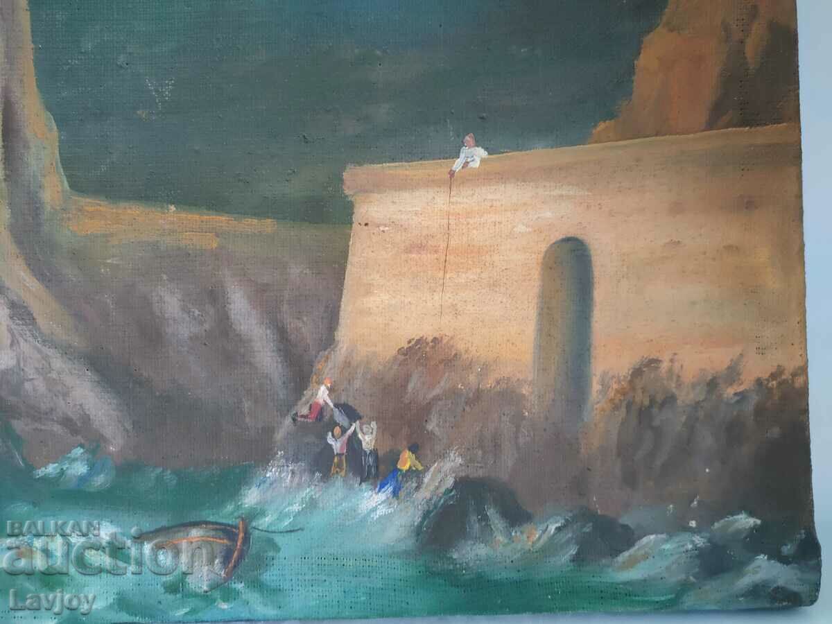 Auction  Oil painting 1975 Shipwreck