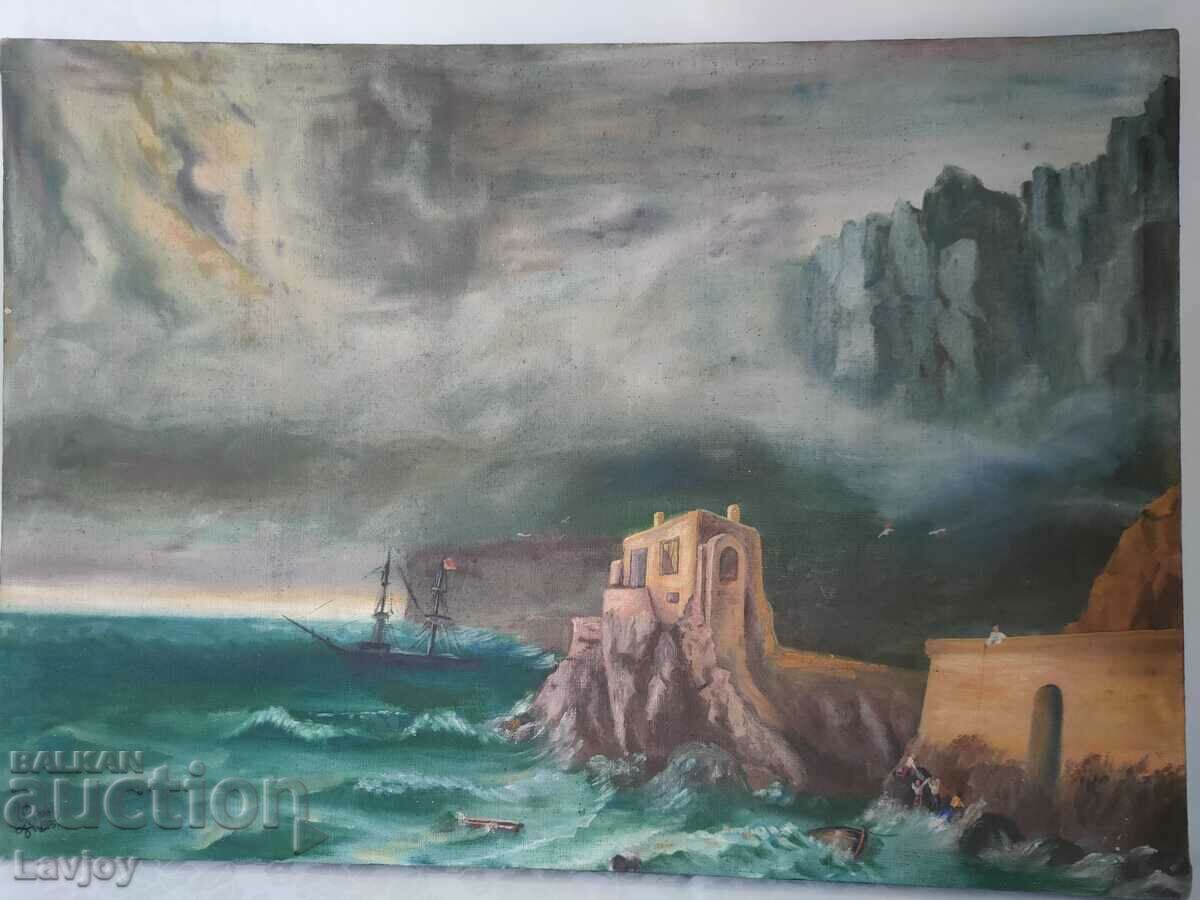 Картина маслени бои 1975 Корабокрушение
