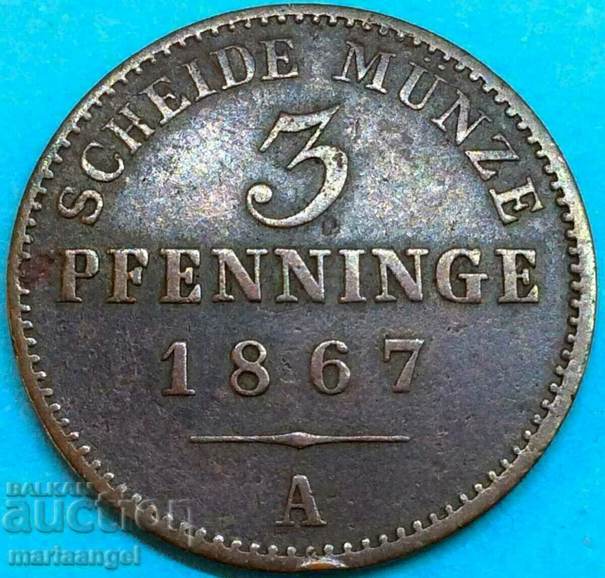 3 Pfennig 1867 Germania Prusia