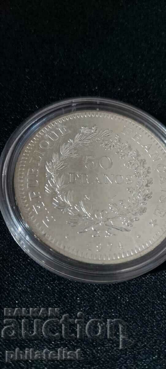 Auction France - 50 francs - 1974, silver coin Auction France - 50 francs - 1974, silver coin