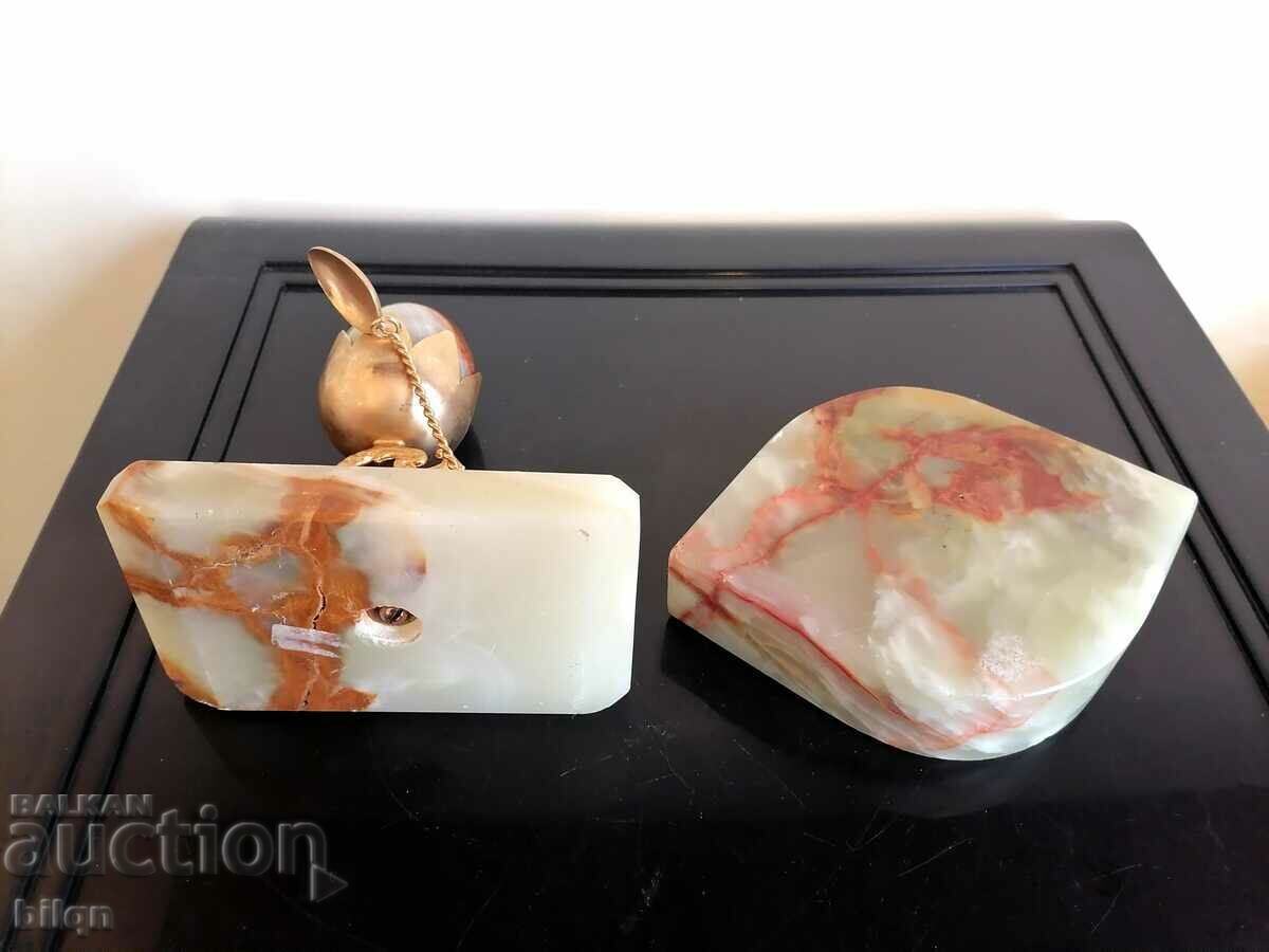 Great Onyx Egg And Ashtray Set - 6 Great Onyx Egg And Ashtray Set - 6