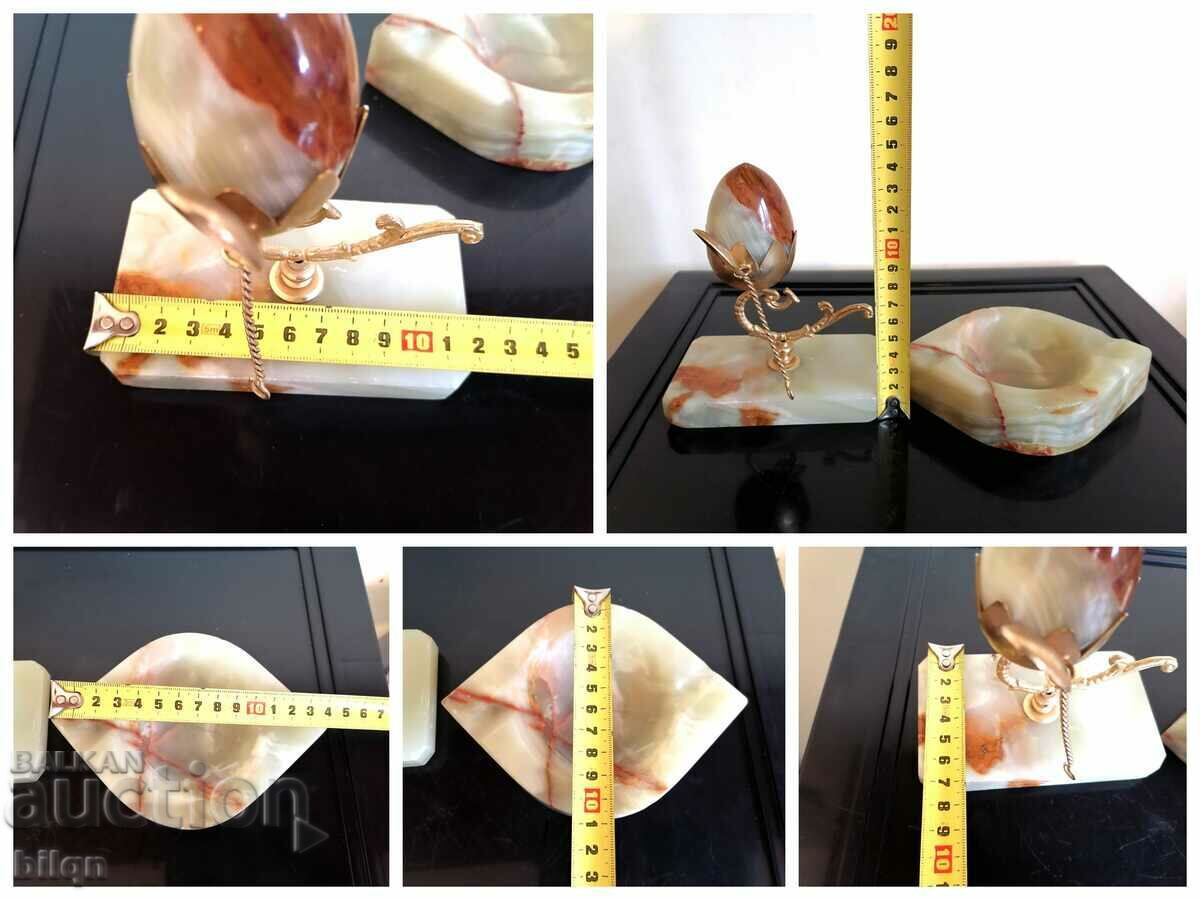 Great Onyx Egg And Ashtray Set - 7 Great Onyx Egg And Ashtray Set - 7