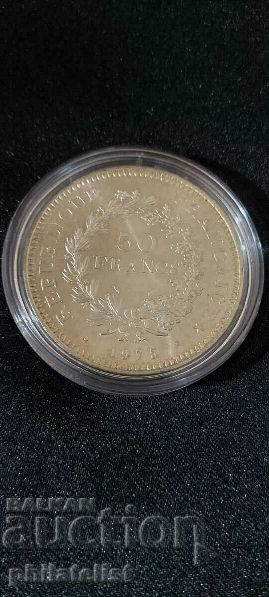 France - 50 francs - 1975, silver coin